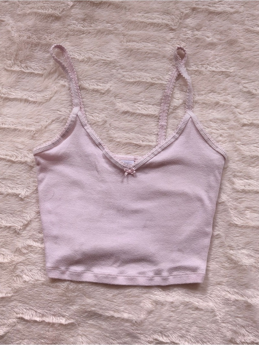 Aritzia Lace-Trim Light Pink Tank Top